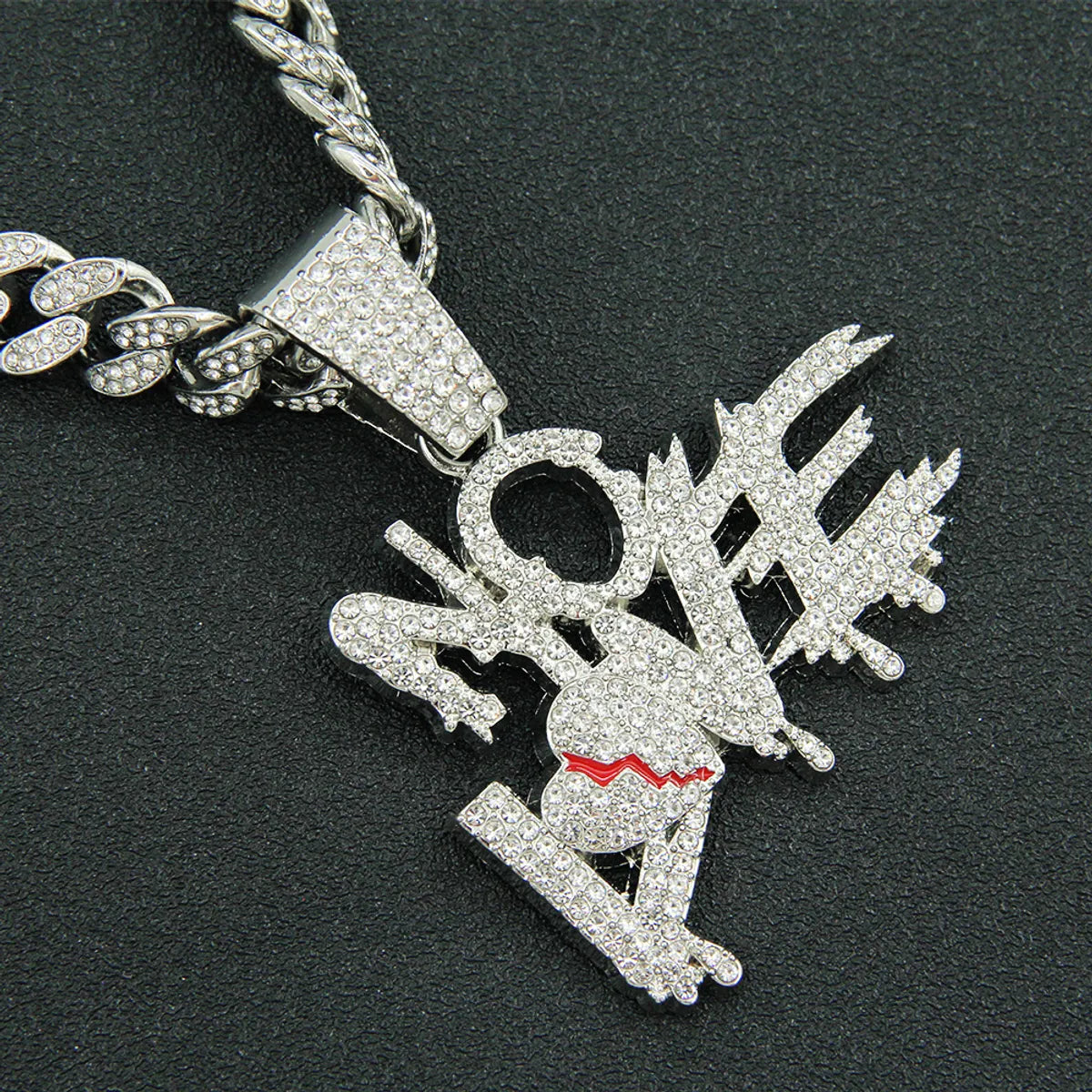 Women’s trendy necklaces-Hip-Hop Punk Letter Alloy Plating Inlay Rhinestones Men'S Pendant Necklace