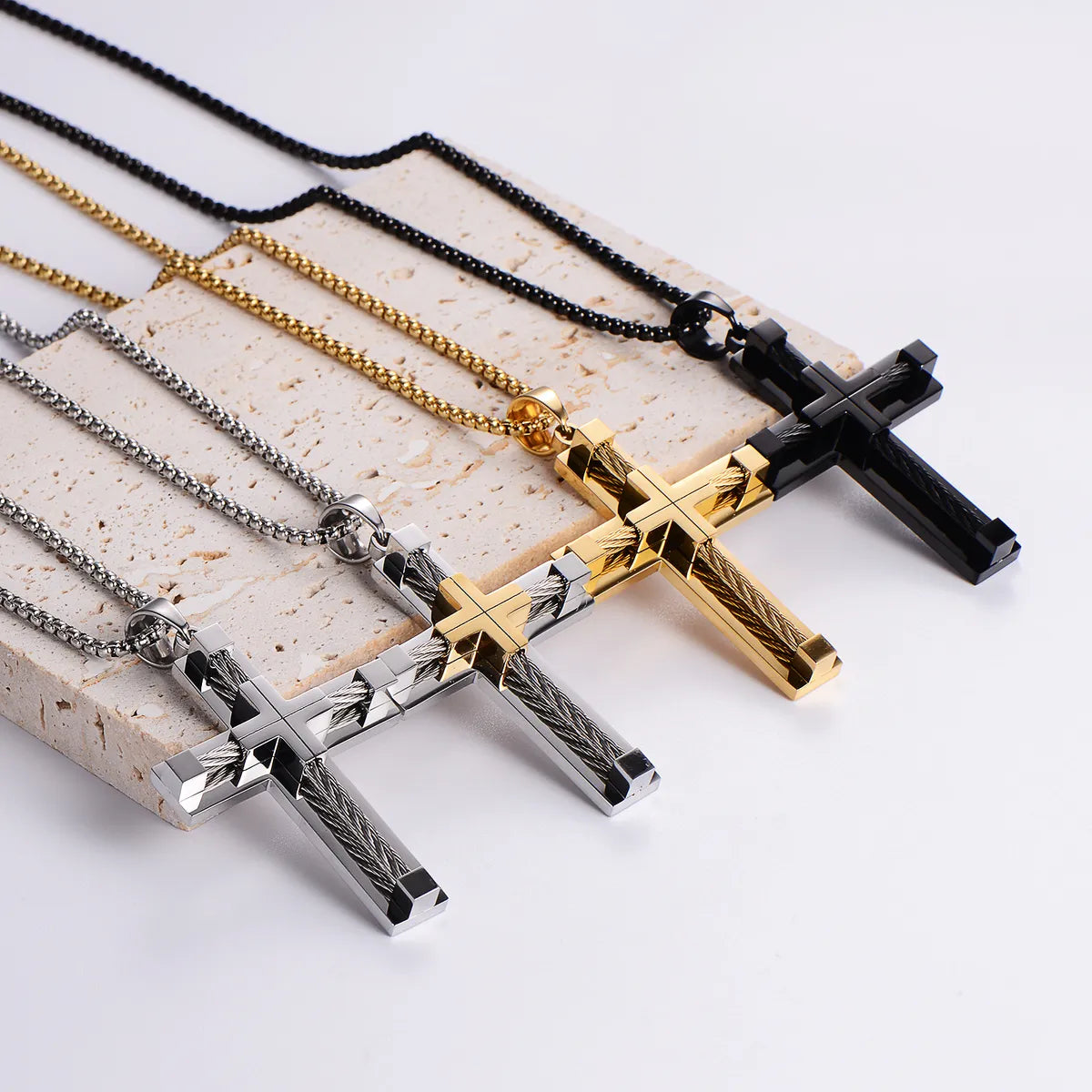 Women’s luxury gold necklaces-Hip-Hop Retro Cross Stainless Steel Plating Gold Plated Women'S Pendant Necklace