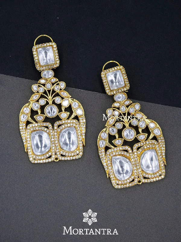 Women’s Swarovski crystal earrings-White Color Gold Plated Faux Diamond Earrings - CZEAR405G