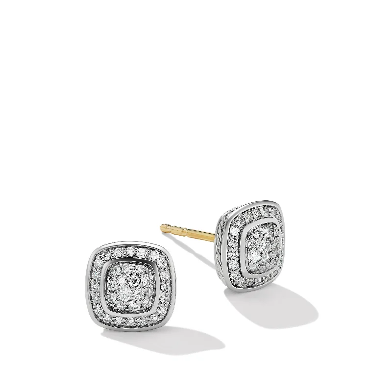 Women’s gold dangle earrings-Petite Albion® Stud Earrings in Sterling Silver with Pavé Diamonds\, 5mm