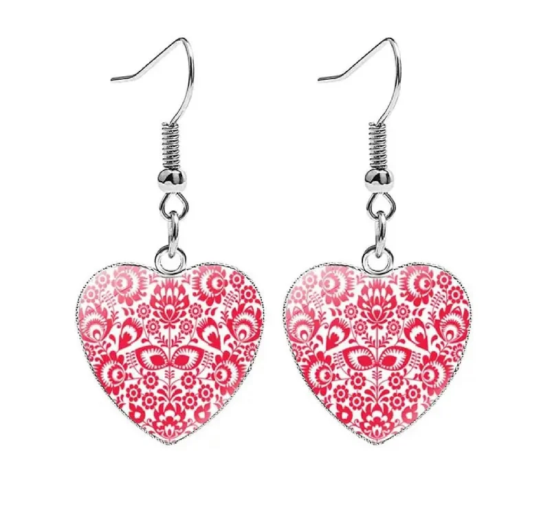 Women’s teardrop earrings-Beautiful Folk Style Heart Earrings