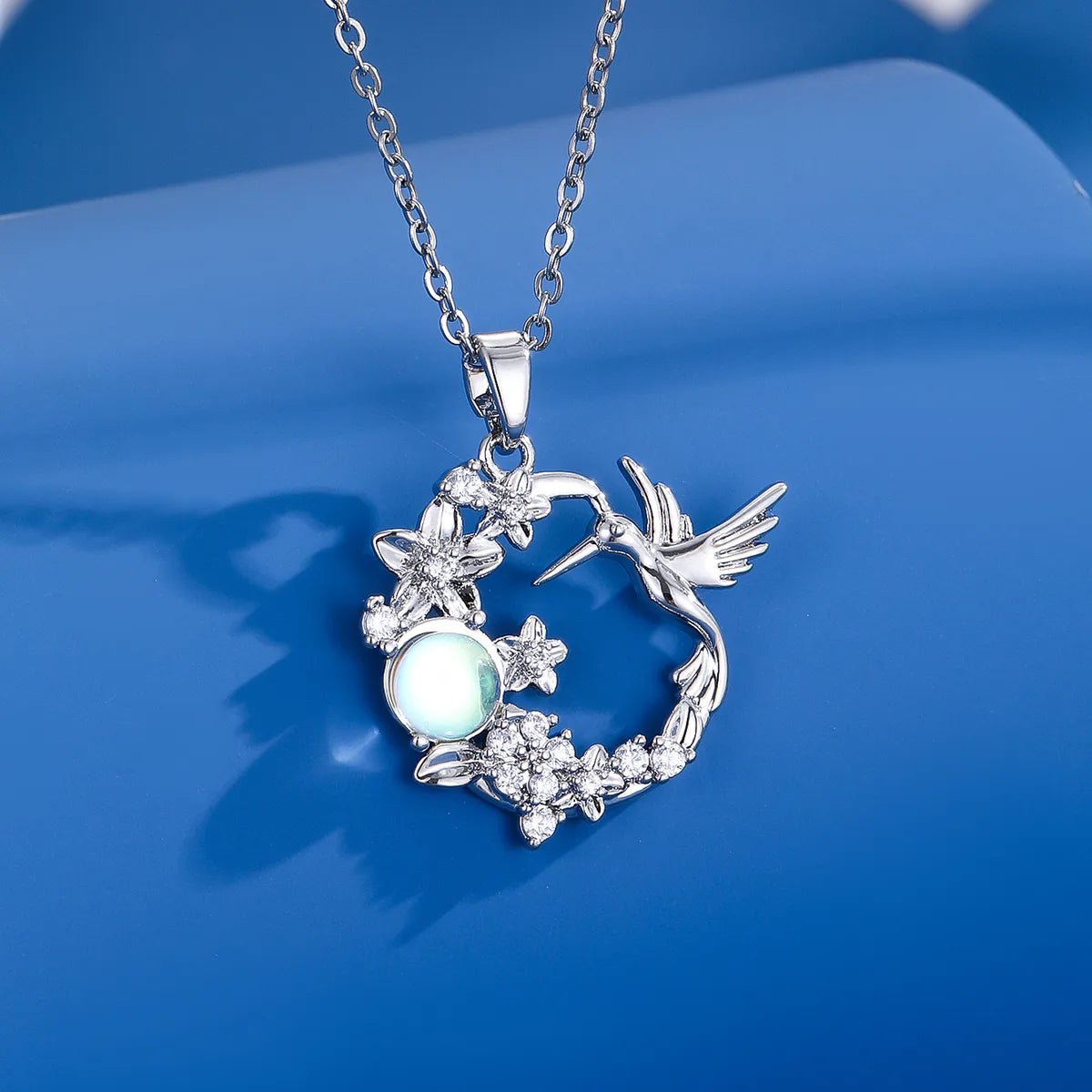 Women’s 3D pendant necklaces-Retro Bird Stainless Steel Copper Inlay Zircon Pendant Necklace