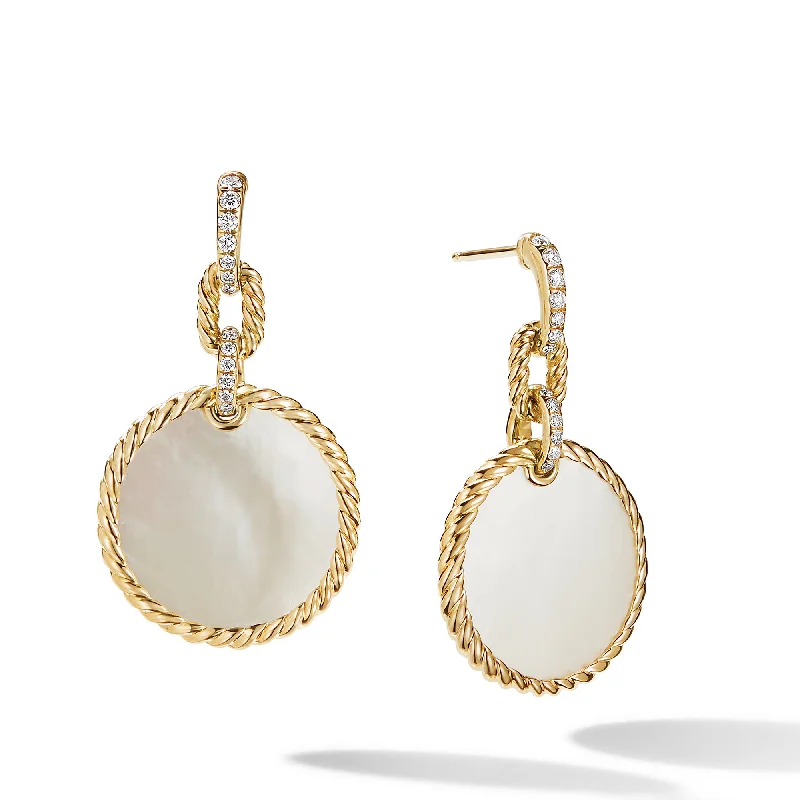 Women’s artistic earrings-DY Elements® Convertible Drop Earrings in 18K Yellow Gold with Mother of Pearl and Diamonds\, 38.3mm