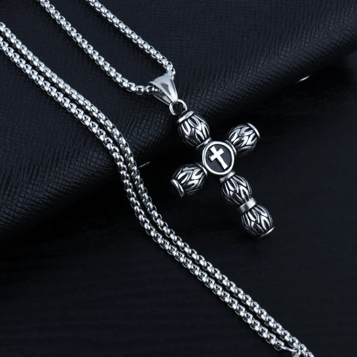 Cylindrical Cross + Stainless Steel Bracelet