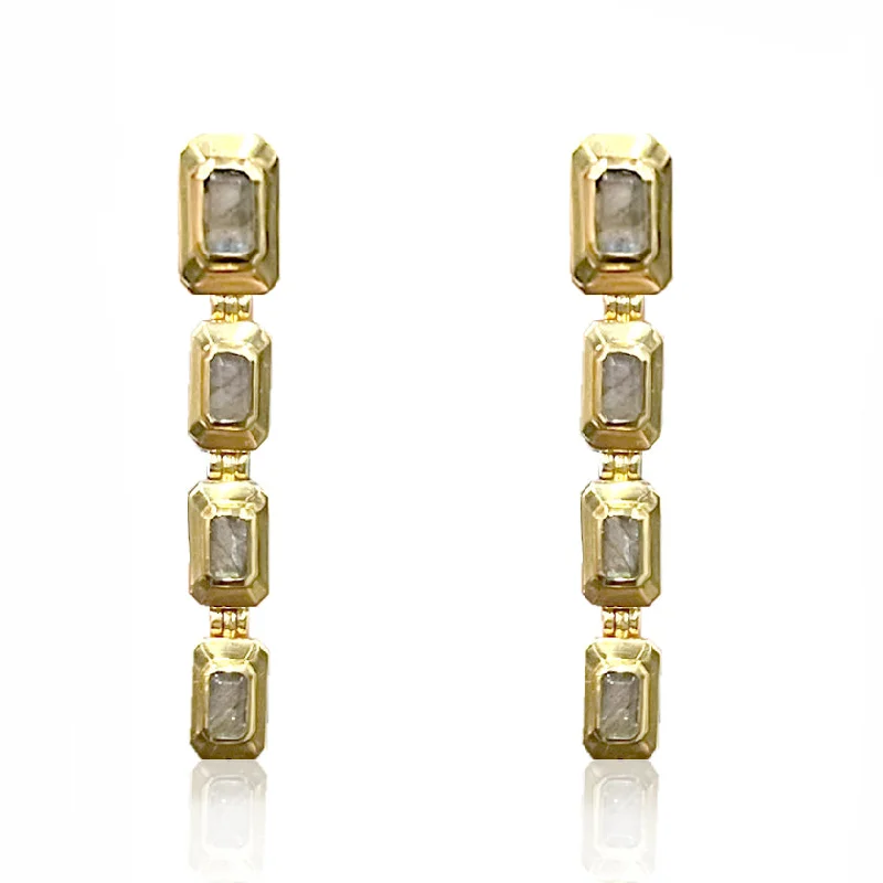 Women’s luxury gold earrings-GOLD LABRADORITE BERYL EARRINGS