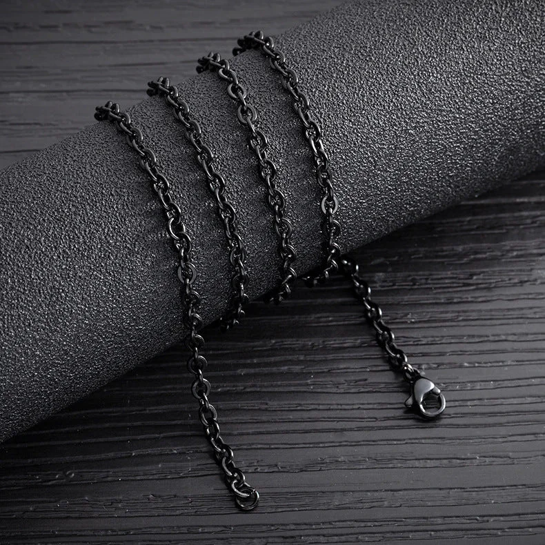 [62] Black Face Width 2mm Length 45cm [with 5cm Extension Chain]]