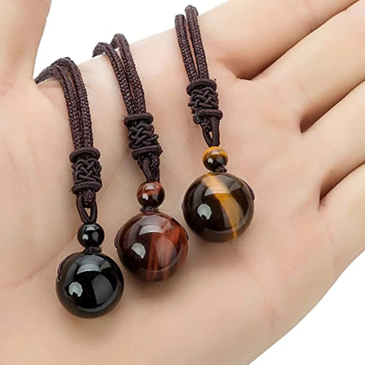 Women’s classic pearl necklaces-Fashion Ball Natural Stone Polishing Men'S Pendant Necklace 1 Piece