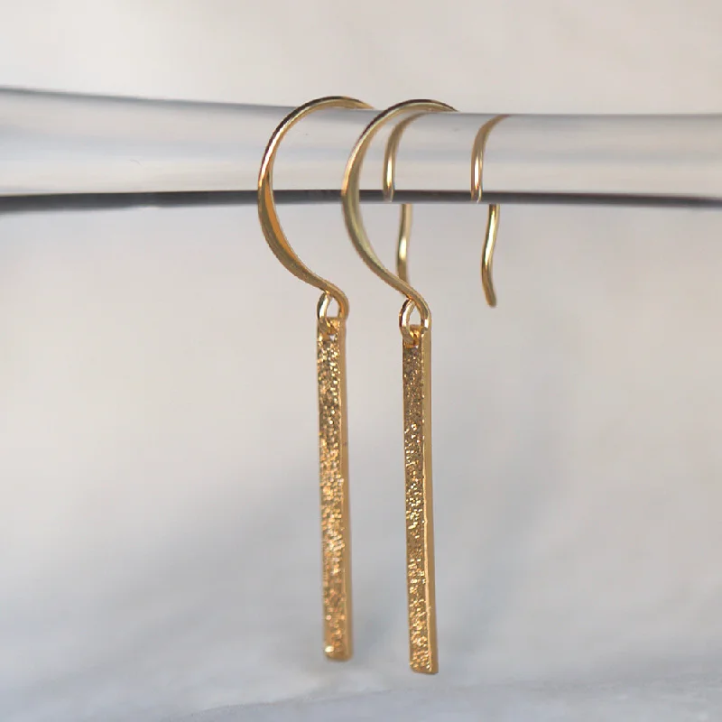 Women’s chandelier earrings-DIAMOND DUSTED BAR EARRINGS