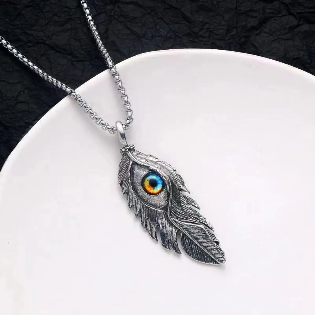 Women’s heart and diamond necklaces-Casual Hip-Hop Feather 304 Stainless Steel Unisex Pendant Necklace