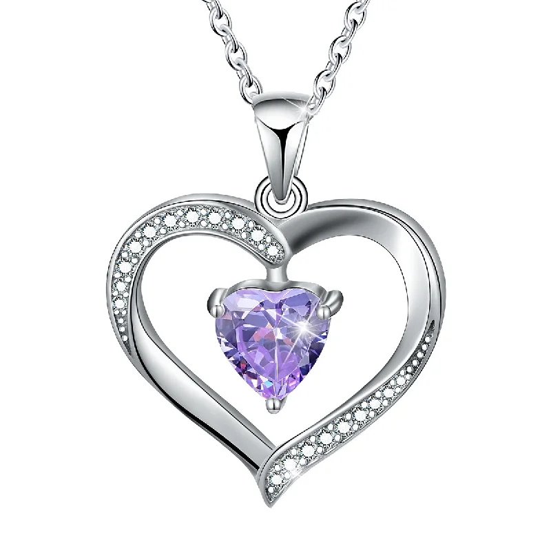 "Mother's Day Love Single Zircon Necklace Platinum (Color: Color Changing)"