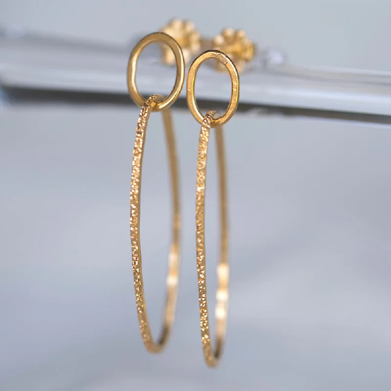 Women’s stud earrings-DIAMOND DUSTED ELLIPSE HOOPS