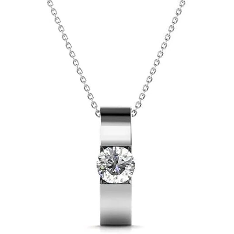 Women’s gemstone pendant necklaces-Nailea 18k White Gold Plated Pendant Necklace with Swarovski Crystals