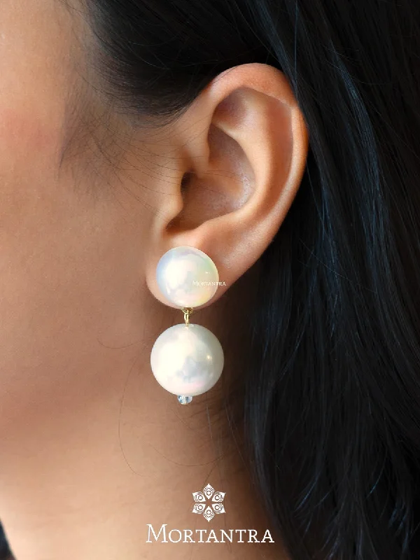 Women’s boho earrings-White Color Gold Plated Earrings - CSTEAR228A