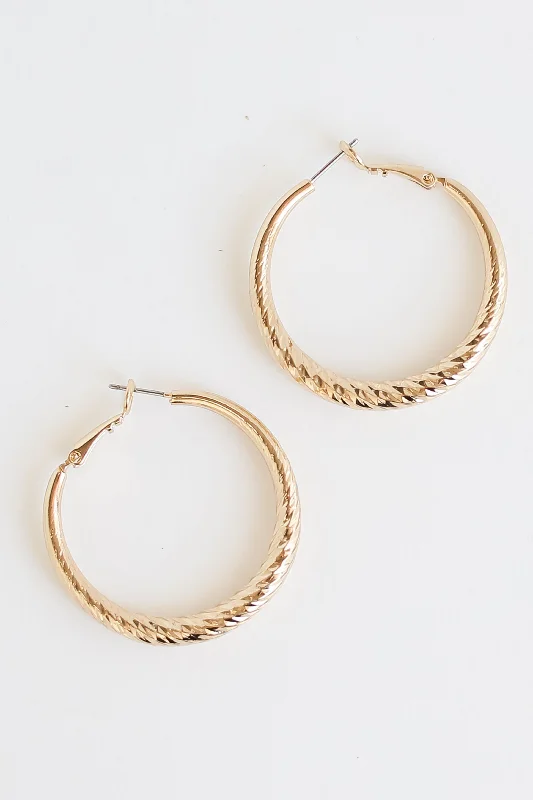 Women’s turquoise earrings-FINAL SALE - Brynn Gold Twisted Hoop Earrings