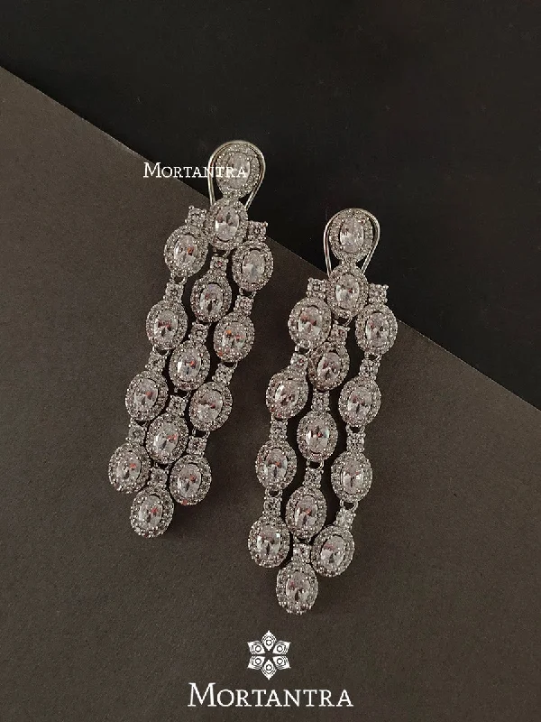 Women’s crystal earrings-White Color Silver Plated Faux Diamond Earrings - CZEAR413