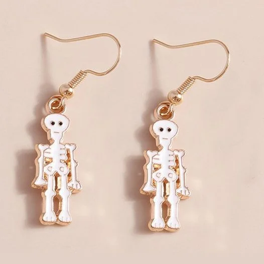 Women’s clip-on earrings-Cute Dancing Skeleton Earrings