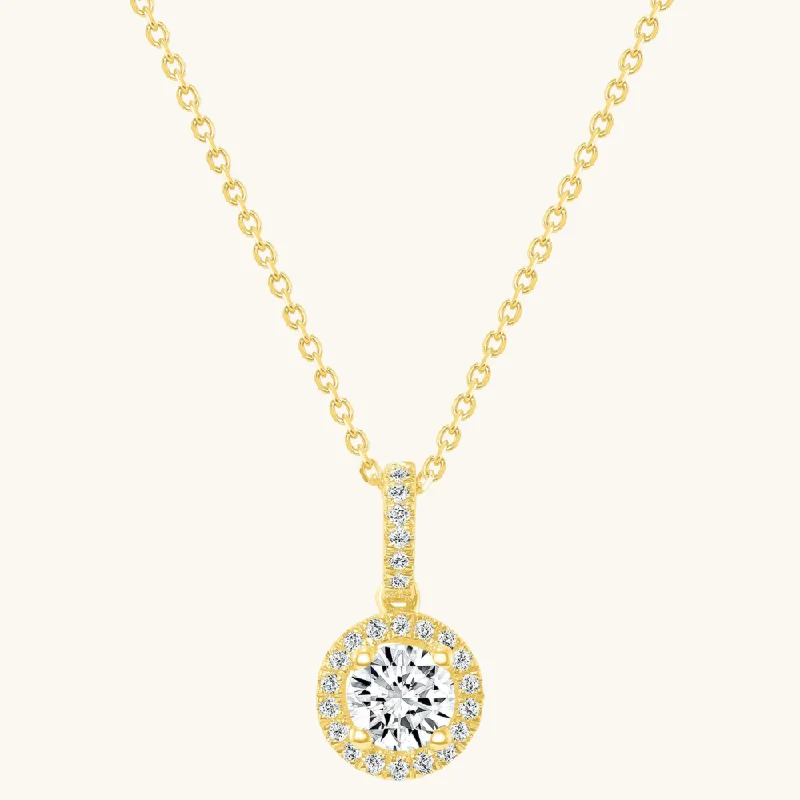 Women’s luxury diamond necklaces-The Angelina Diamond Halo Pendant