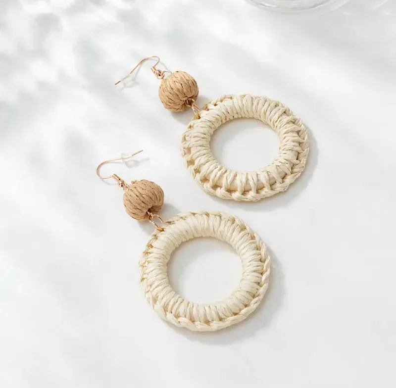 Women’s statement earrings-Beautiful Rattan Hoop Earrings