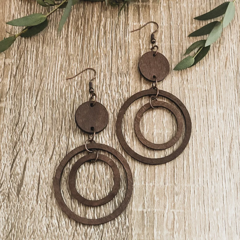 Women’s flower-shaped earrings-Beautiful Circular Wood Earrings