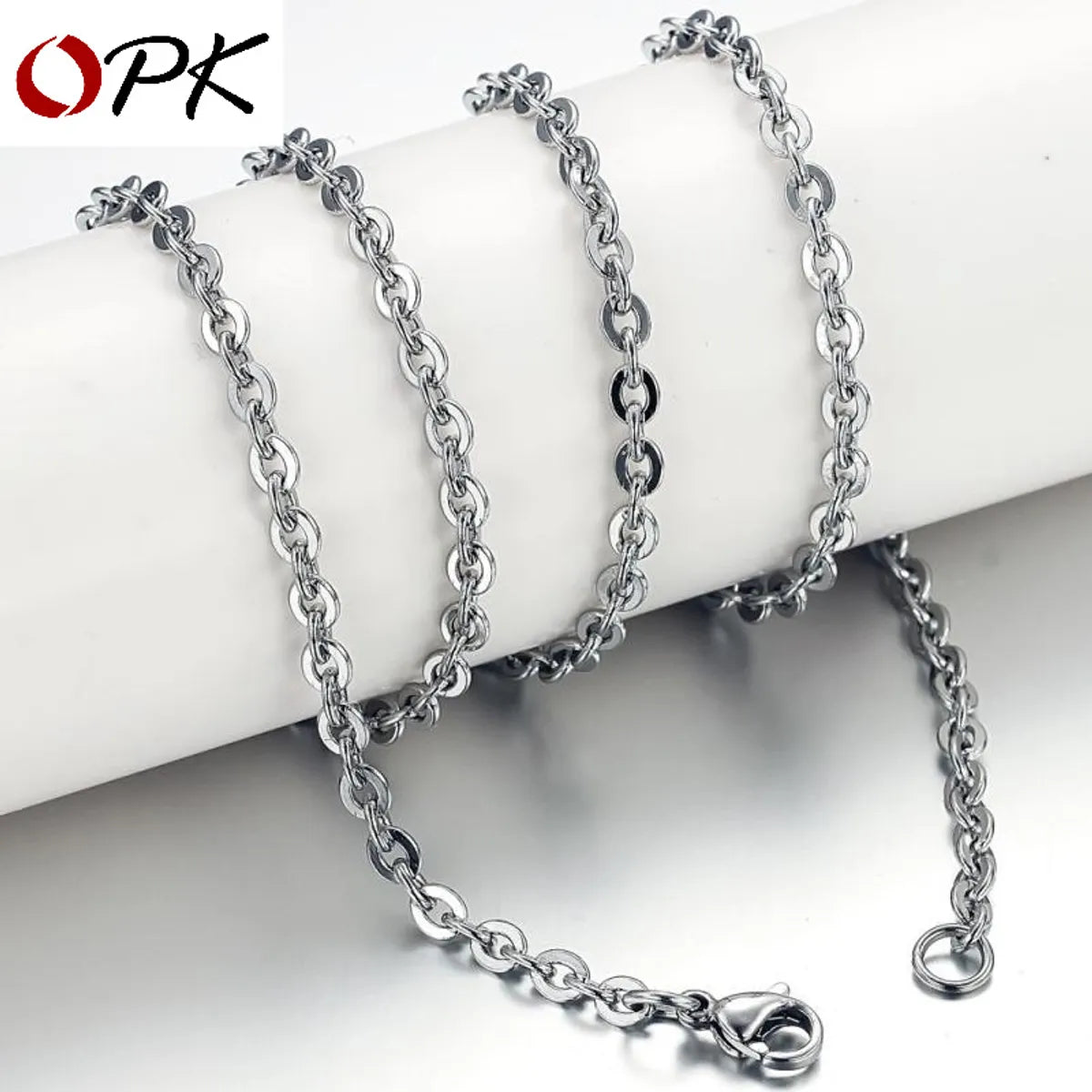 Women’s heart-shaped necklaces-New Titanium Steel Chain Single O Word Necklace