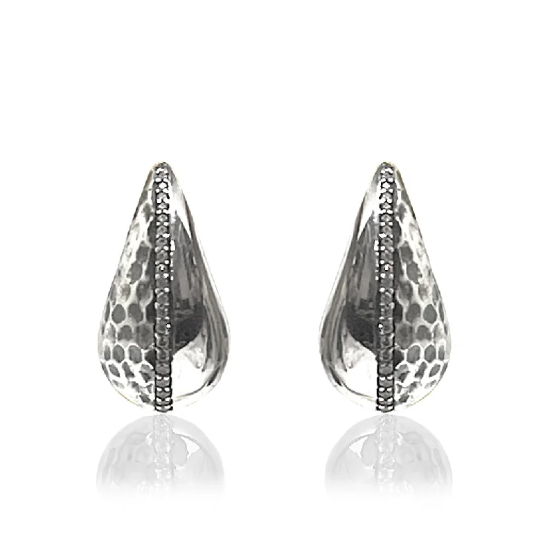 Women’s glamorous drop earrings-VINTAGE SILVER GIA TEARDROP EARRINGS