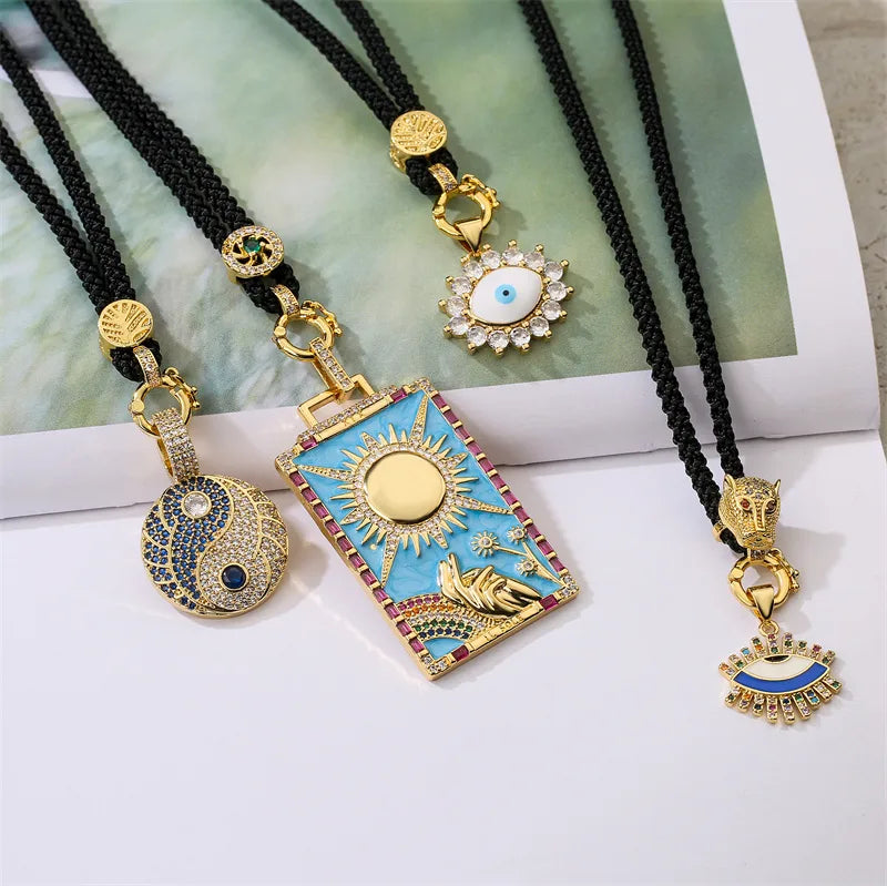 Women’s friendship bracelets and necklaces-Streetwear Gossip Devil'S Eye Copper Plating Inlay Zircon Gold Plated Pendant Necklace