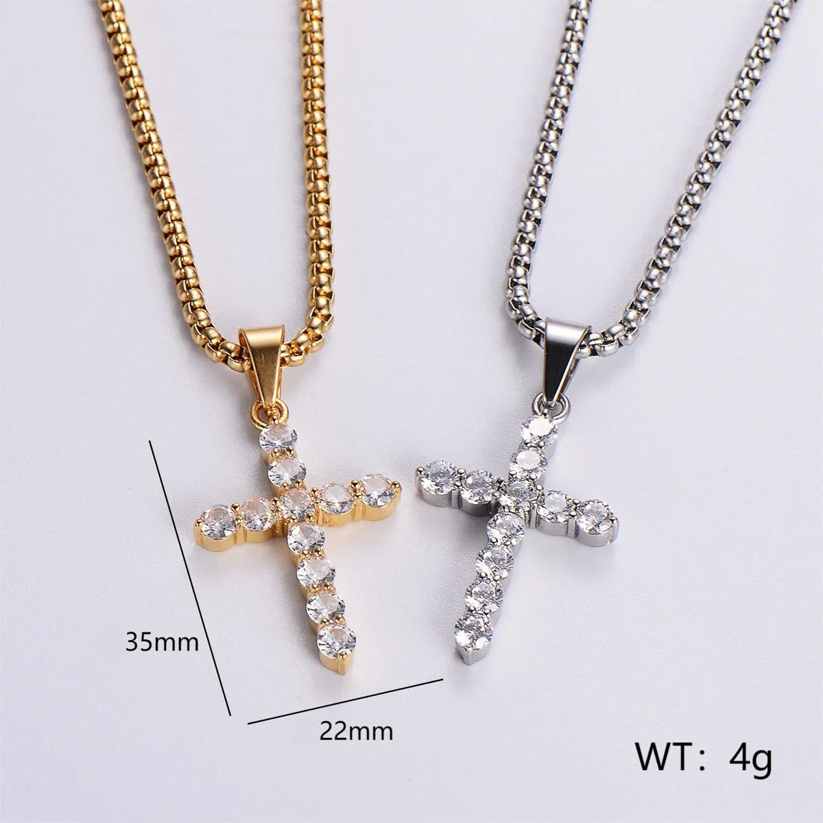 Women’s vintage-inspired necklaces-Hip-Hop Streetwear Cross 304 Stainless Steel Plating Inlay Zircon Unisex