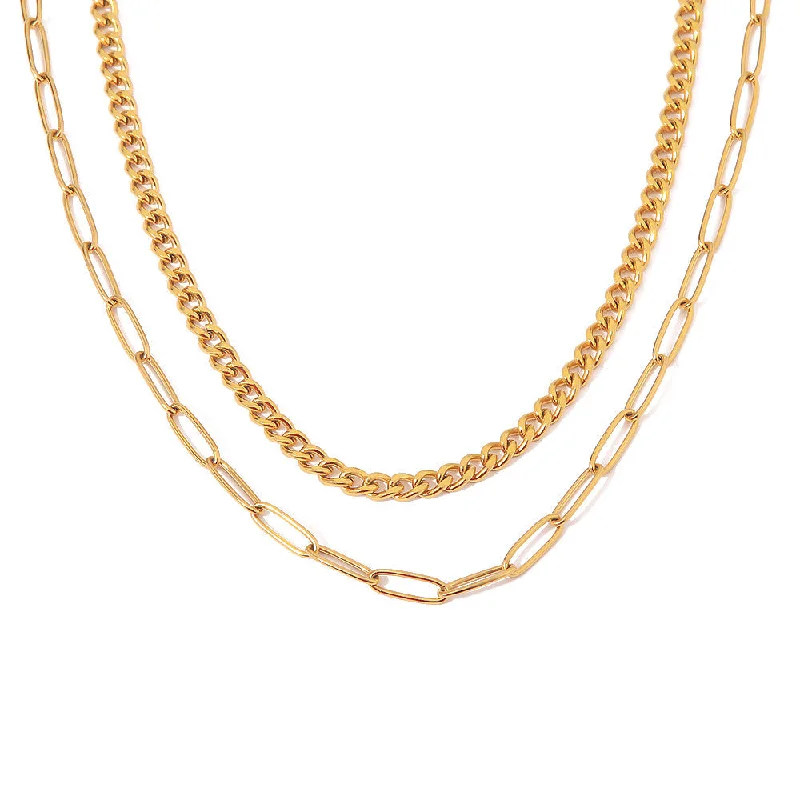 Women’s statement gem necklaces-IG Style Stripe Geometric Stainless Steel 18K Gold Plated Necklaces