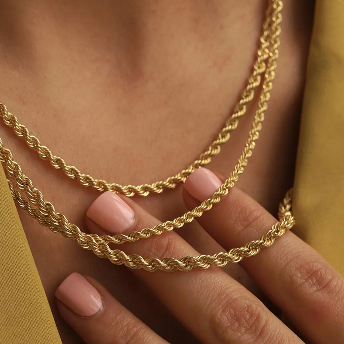 Women’s layered necklaces-Hip-hop Geometric Stainless Steel Titanium Steel Chain 18k Gold Plated Necklace