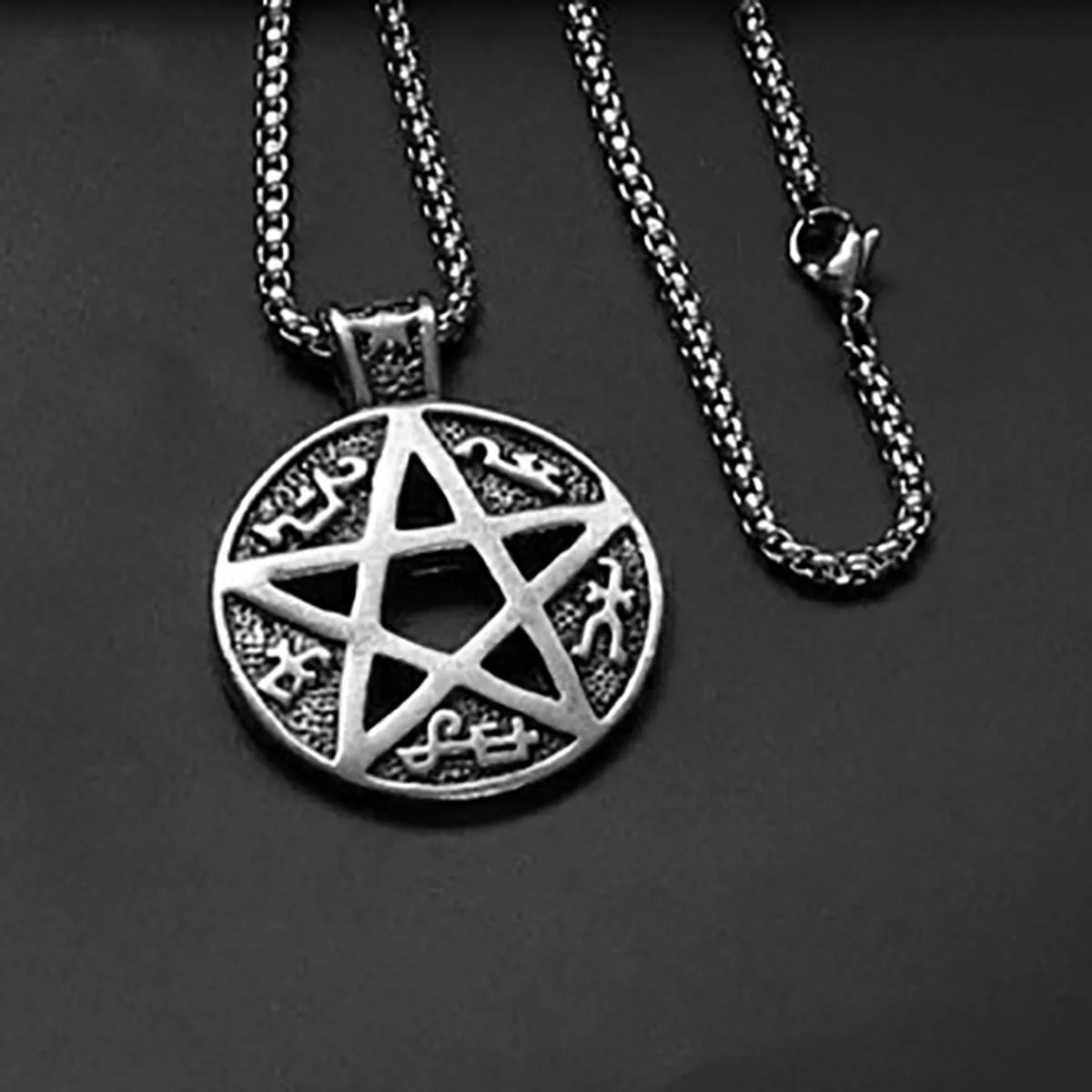 Pentagram Sanskrit Titanium Steel Necklace