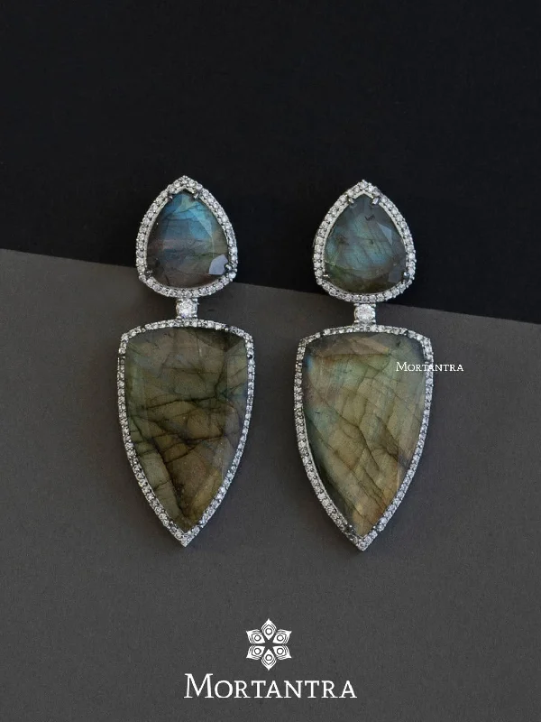 Women’s glamorous earrings-Fluorite Color Silver Plated Faux Diamond Earrings - CZEAR460