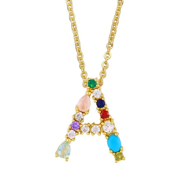 Women’s gold chain necklaces-Fashion Letter 18k Gold Plated Necklace In Bulk