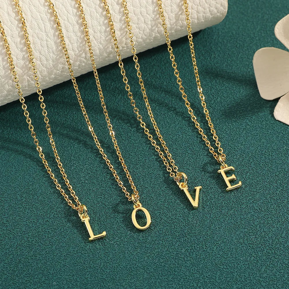 Women’s charm chain necklaces-Wholesale Retro Simple Style Letter Copper Plating 18K Gold Plated Pendant Necklace