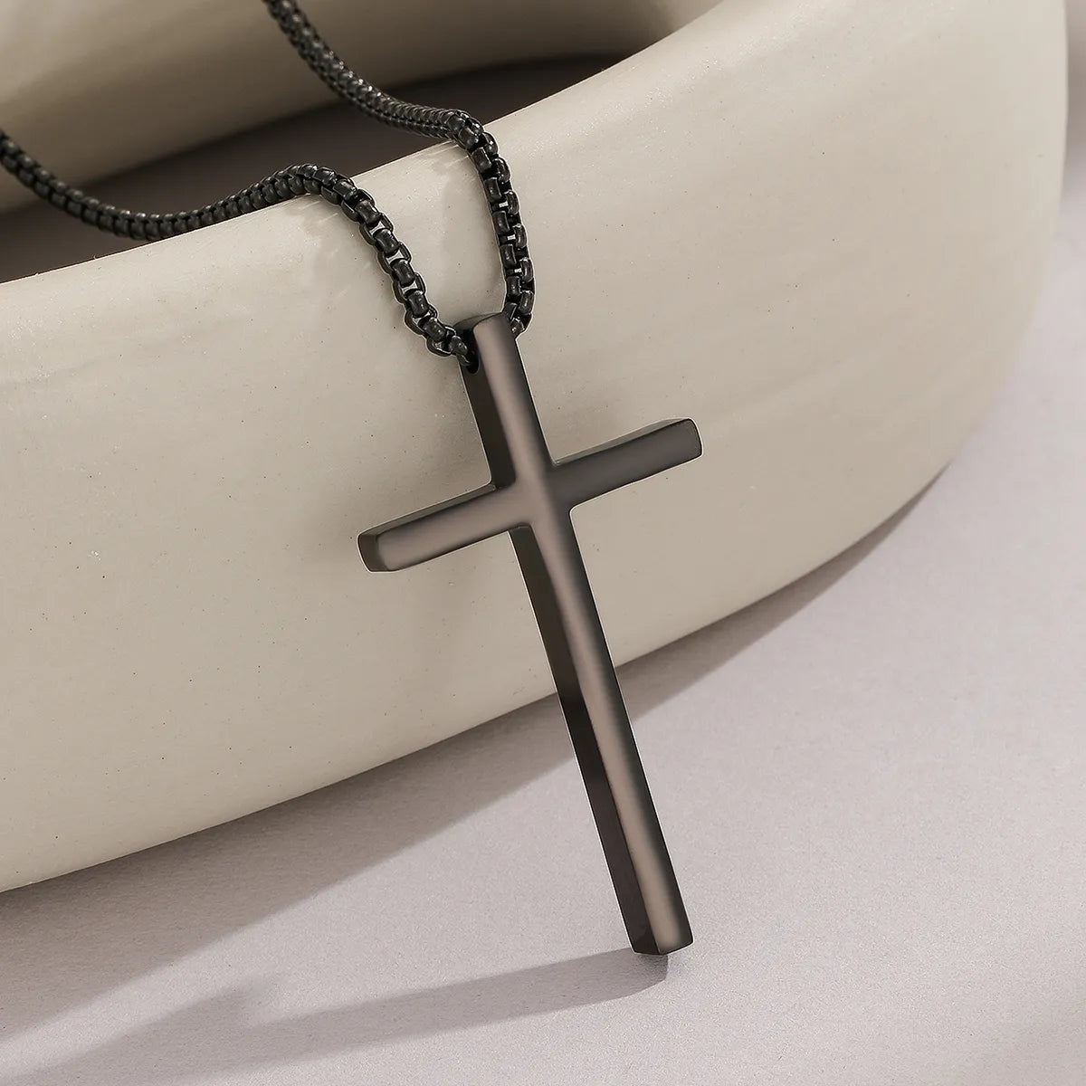 Women’s birthstone necklaces for moms-Simple Style Cool Style Cross Stainless Steel Men'S Pendant Necklace