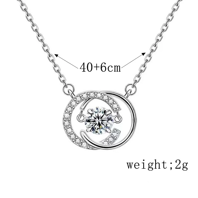 Women’s crystal necklaces-Simple Style Solid Color Sterling Silver Plating Inlay Zircon White Gold Plated Pendant Necklace