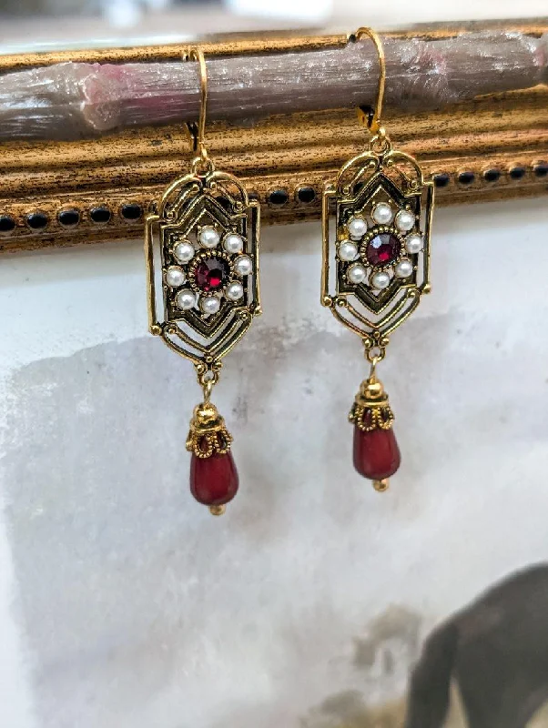 Women’s colorful gemstone earrings-Beautiful Victorian Drop Earrings