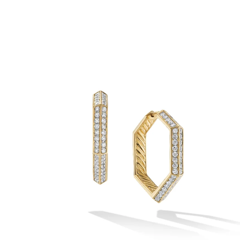 Women’s simple pearl earrings-Carlyle™ Hoop Earrings in 18K Yellow Gold with Diamonds\, 26mm