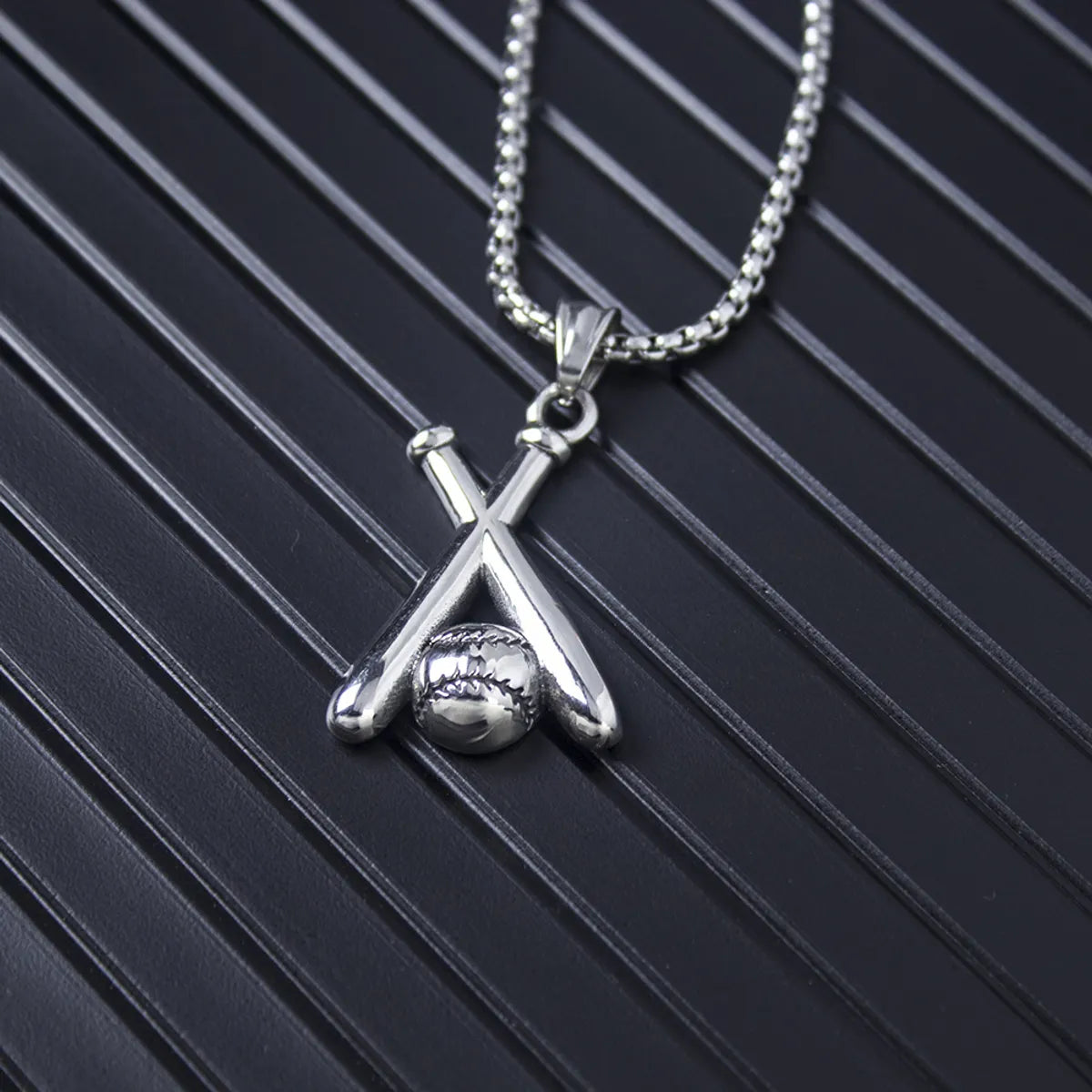 Baseball Necklace + Stainless Steel Bracelet