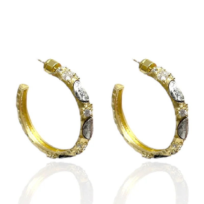 Women’s silver earrings-GOLD ALMA HOOPS 1.5"