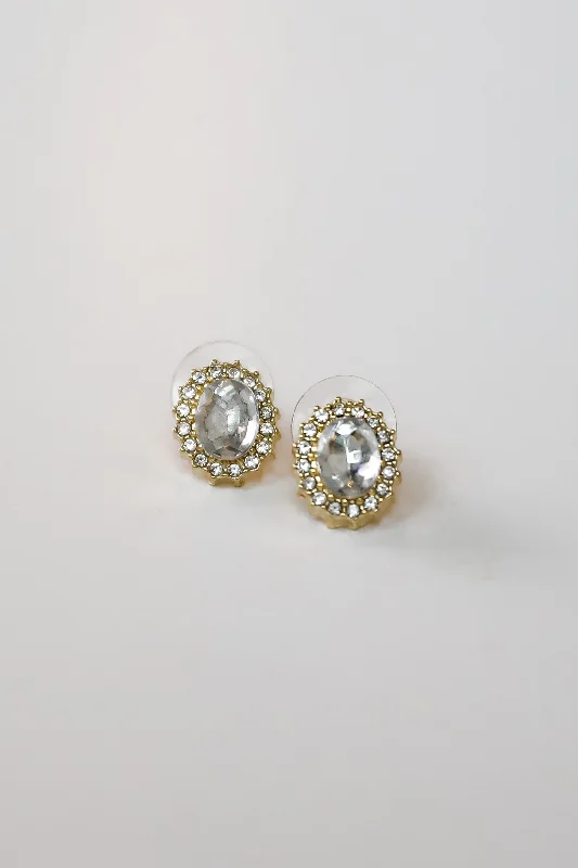 Women’s classy earrings-Carrie Gold Rhinestone Stud Earrings