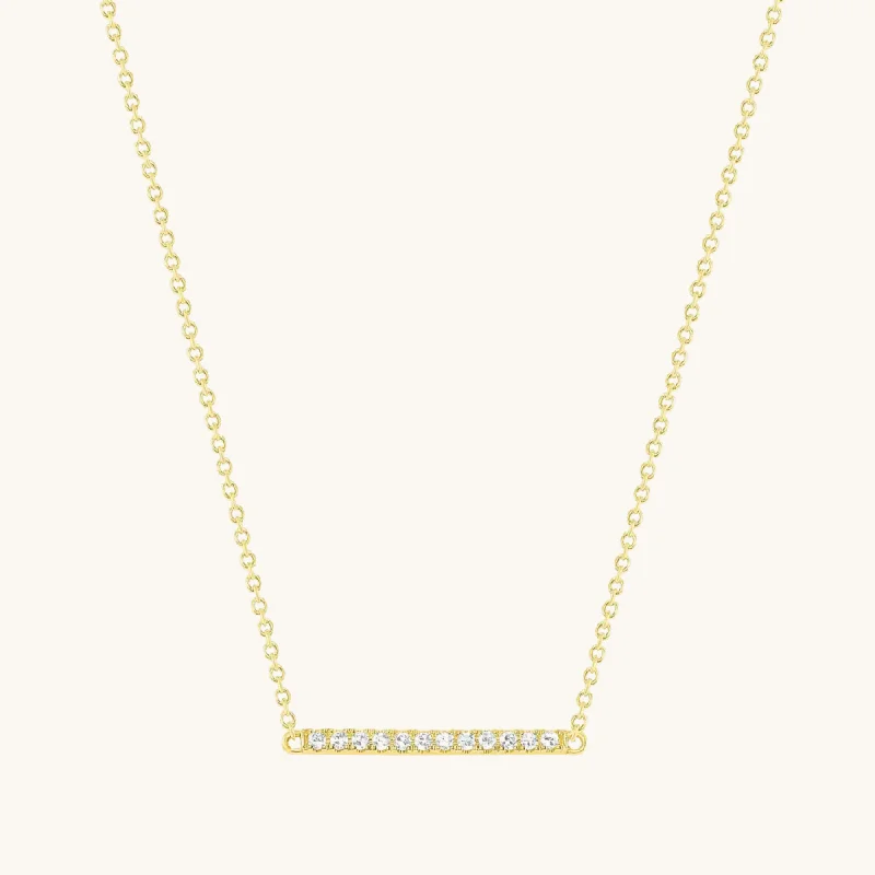 Women’s vintage necklaces-Mini Diamond Bar Necklace