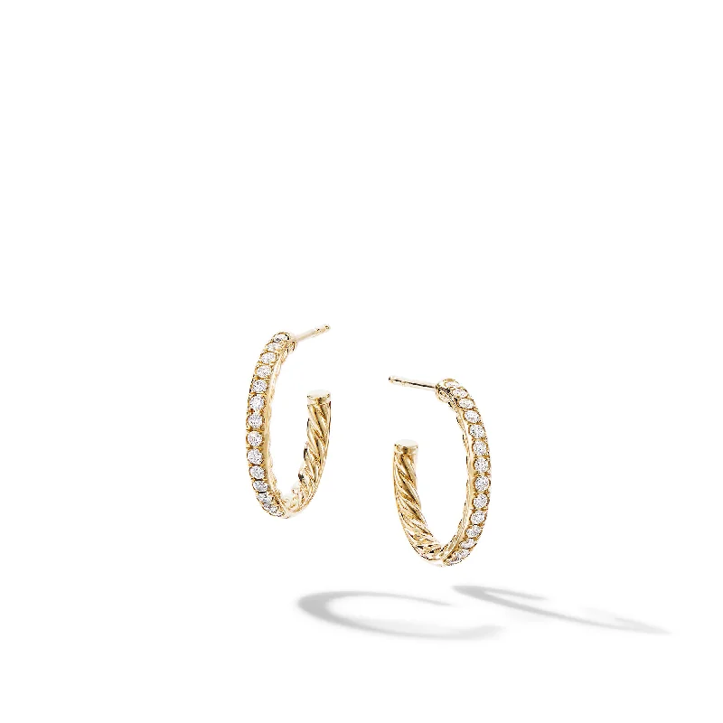 Women’s birthstone earrings-Pavé Hoop Earrings in 18K Yellow Gold with Diamonds\, 19mm