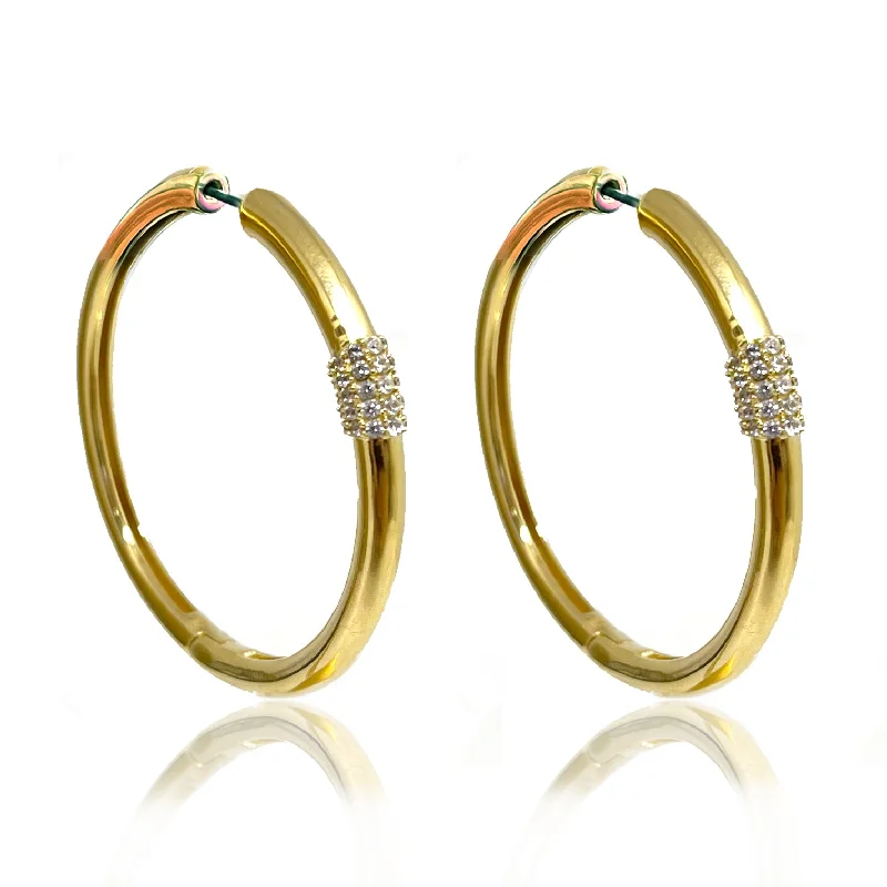 Women’s crystal earrings-GOLD BOTERE TUBE HOOPS 2"