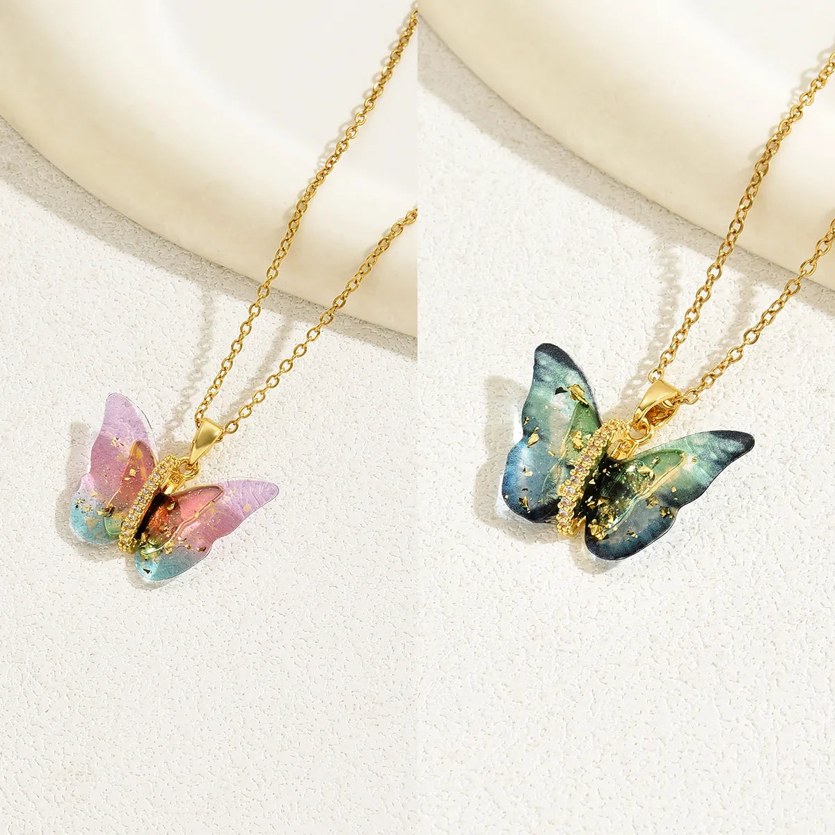 Women’s luxury diamond necklaces-Sweet Simple Style Butterfly Copper 18k Gold Plated Zircon Necklace In Bulk