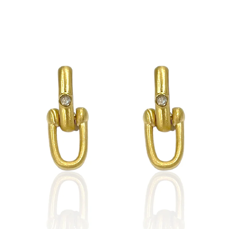 Women’s white gold earrings-GOLD BRIONI HORSESHOE EARRINGS