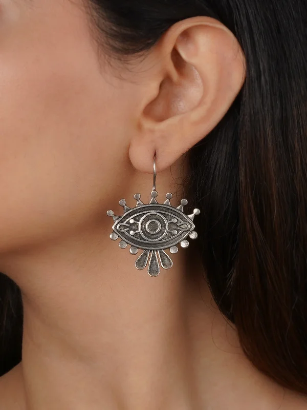 Women’s heart-shaped earrings-Grey Color Tribal Earrings - EK-SFEAR162