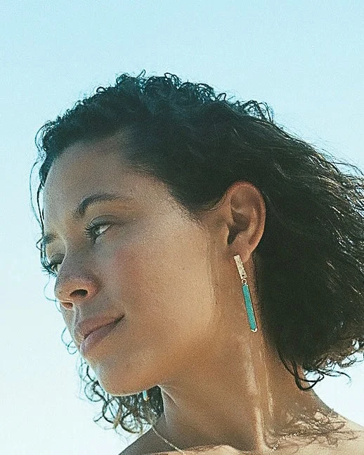 Women’s long earrings-Hana Turquoise Bar Earrings