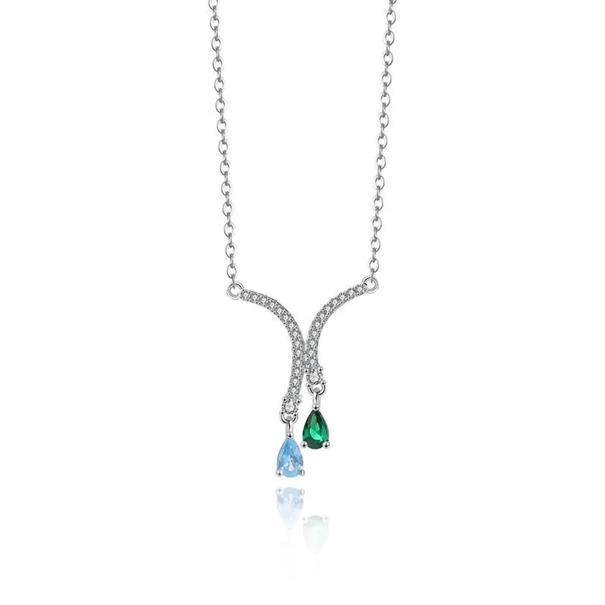 Women’s silver chain with pendant necklaces-Sweet Water Droplets 925 Silver Plating Zircon Pendant Necklace