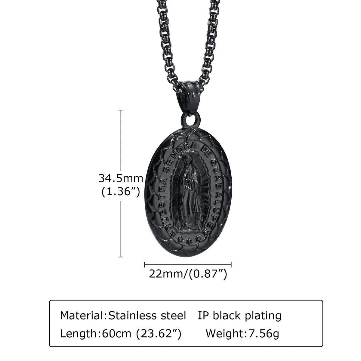 Black Pendant + Necklace 60cm