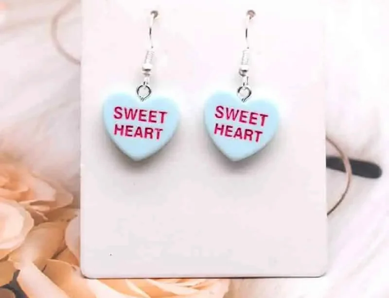 Women’s luxury pearl earrings-Beautiful Candy Heart Valentines Earrings